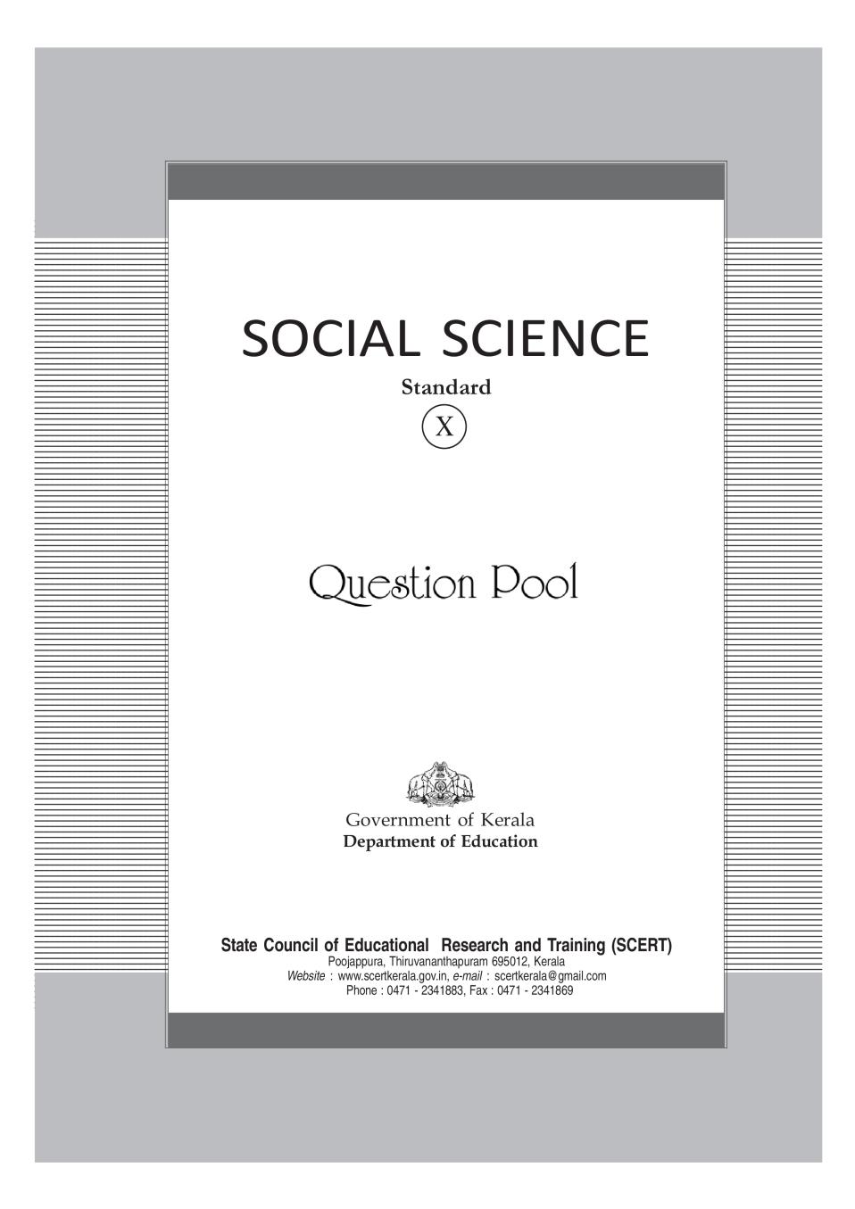 SSLC Social Science Question Pool English Medium - Page 1