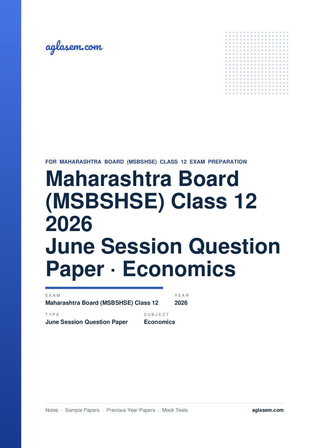MH 12th Question Paper June 2026 Economics - Page 1 of 7