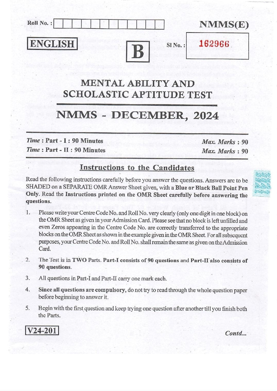 AP NMMS 2024 Question Paper - Page 1 of 32