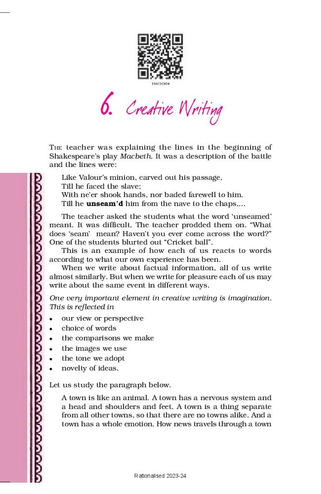 NCERT Book Class 11 English Creative Writing - Page 1
