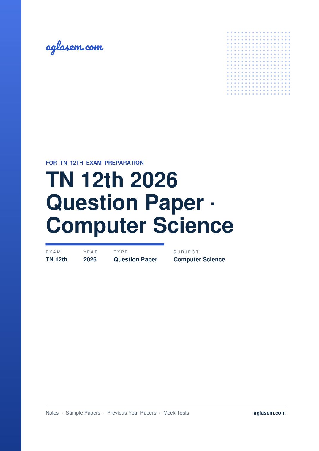 TN 12th Question Paper 2026 Computer Science - Page 1 of 9