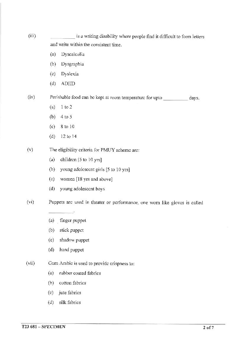 Icse Home Science Specimen Paper 2023 Pdf Cisce Class 10 Home Science Sample Paper 7724