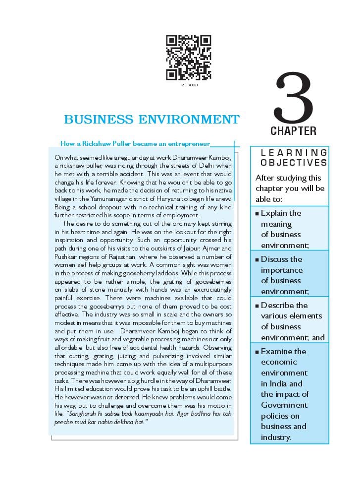 NCERT Book Class 12 Business Studies Chapter 3 Business Environment - Page 1