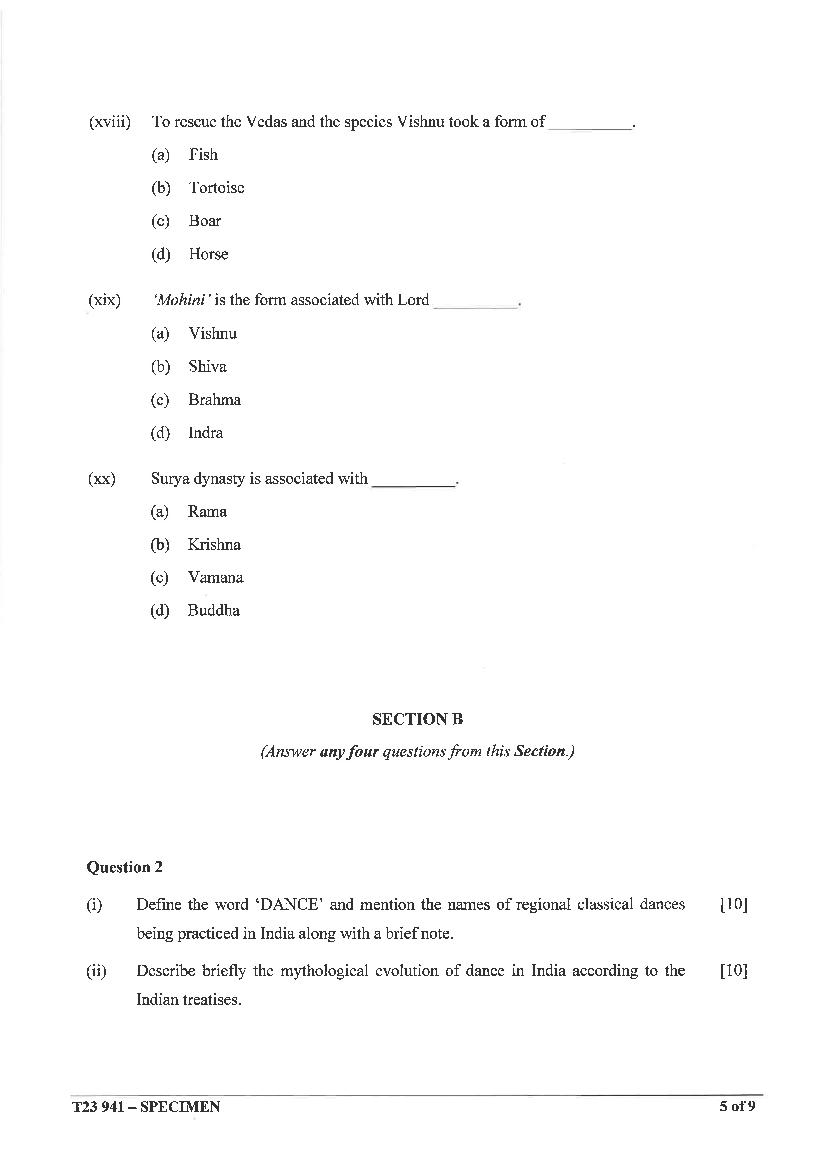 Icse Class 10 Indian Dance Specimen Paper 2024 All Book Solutions 9347