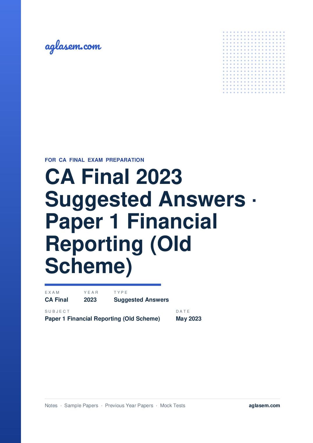 CA Final May 2023 Suggested Answers Paper 1 Financial Reporting (Old Scheme) - Page 1 of 40