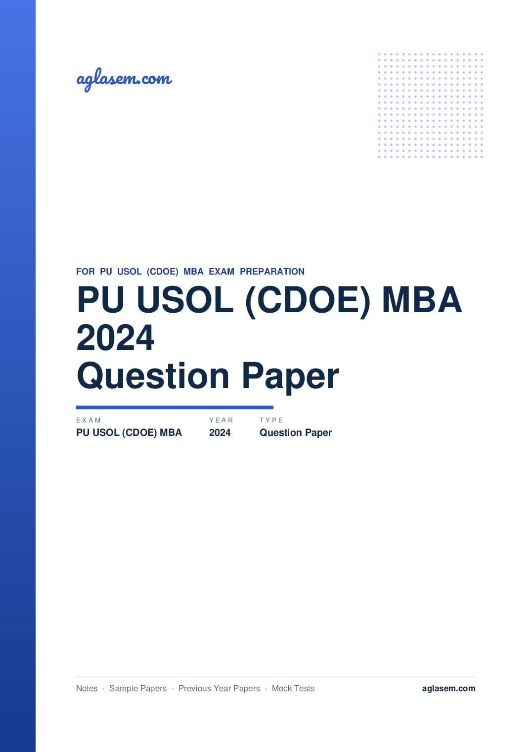 PU USOL (CDOE) MBA 2024 Question Paper - Page 1 of 14