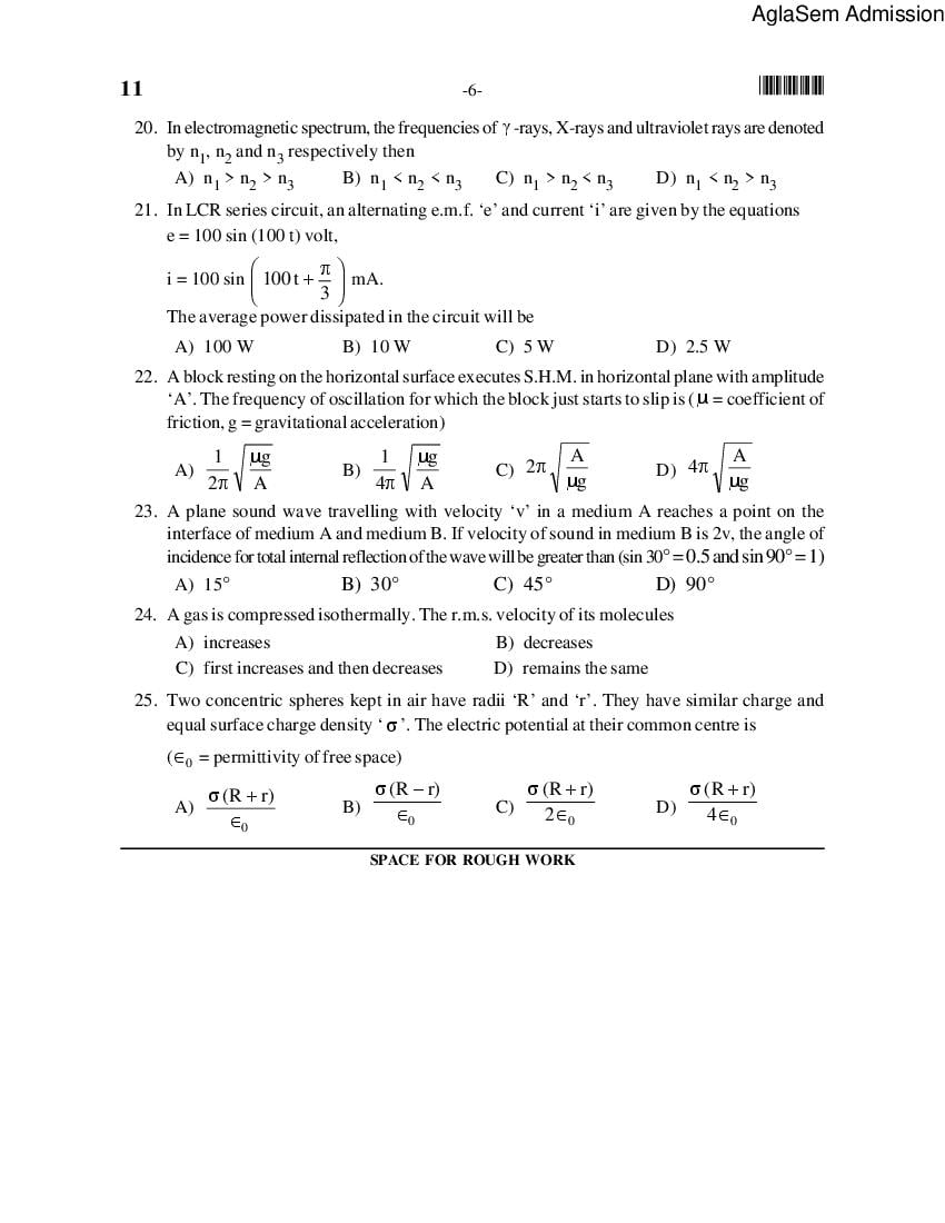 MHT CET Question Paper 2014 with Answers - AglaSem Admission