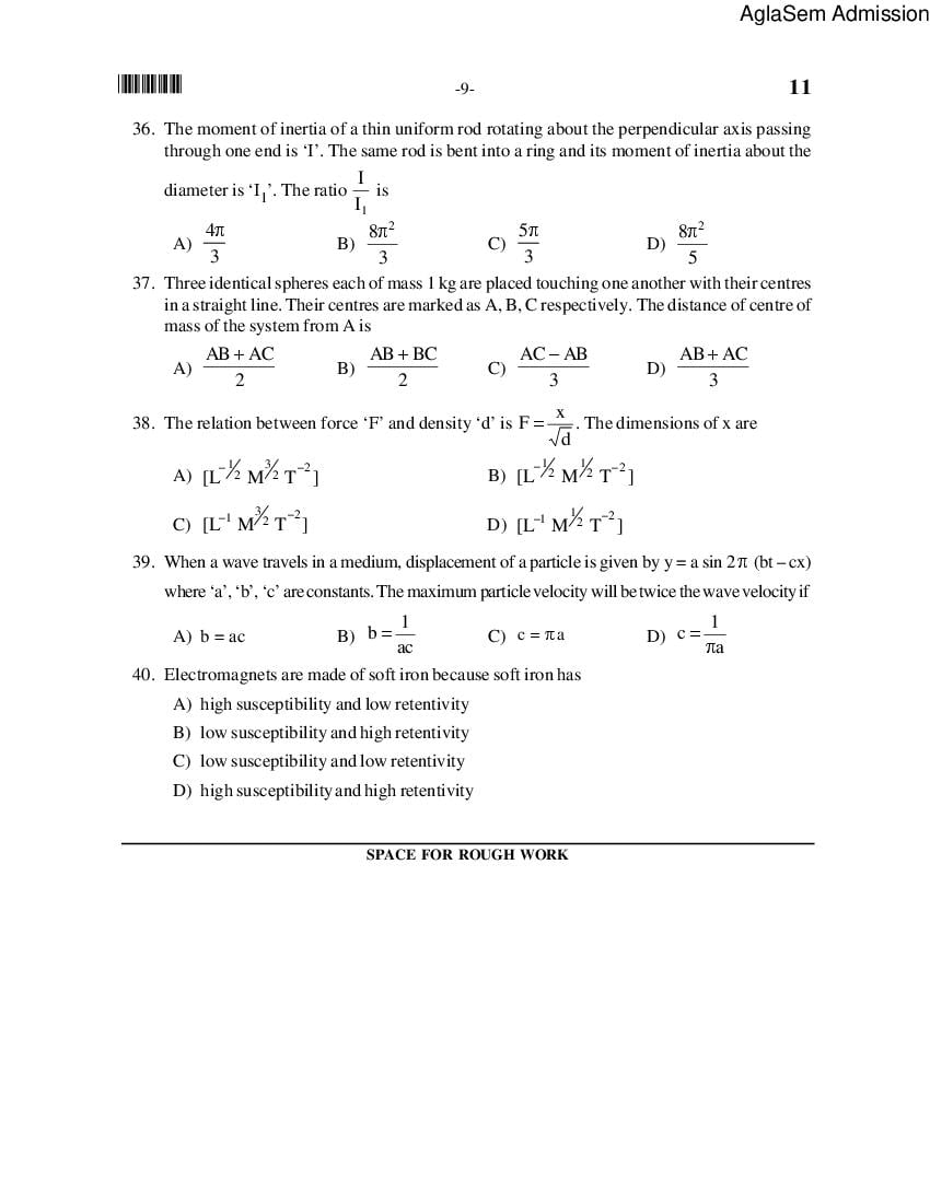 MHT CET Question Paper 2014 With Answers - AglaSem Admission