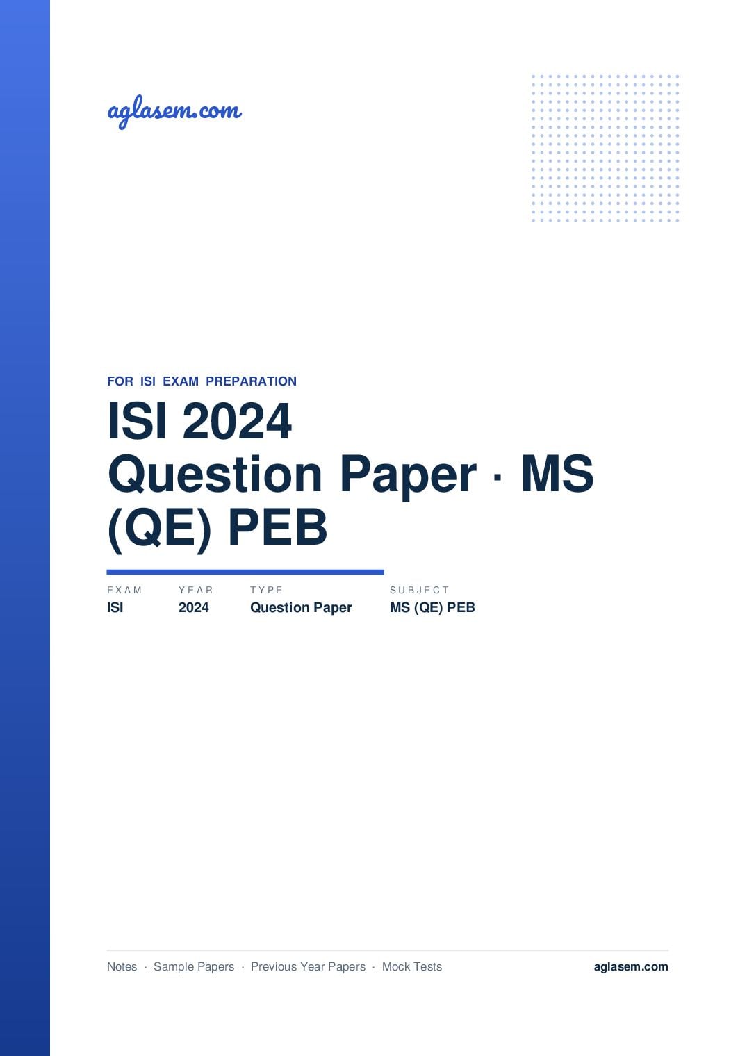 ISI Admission Test 2024 Question Paper MS (QE) PEB - Page 1 of 5