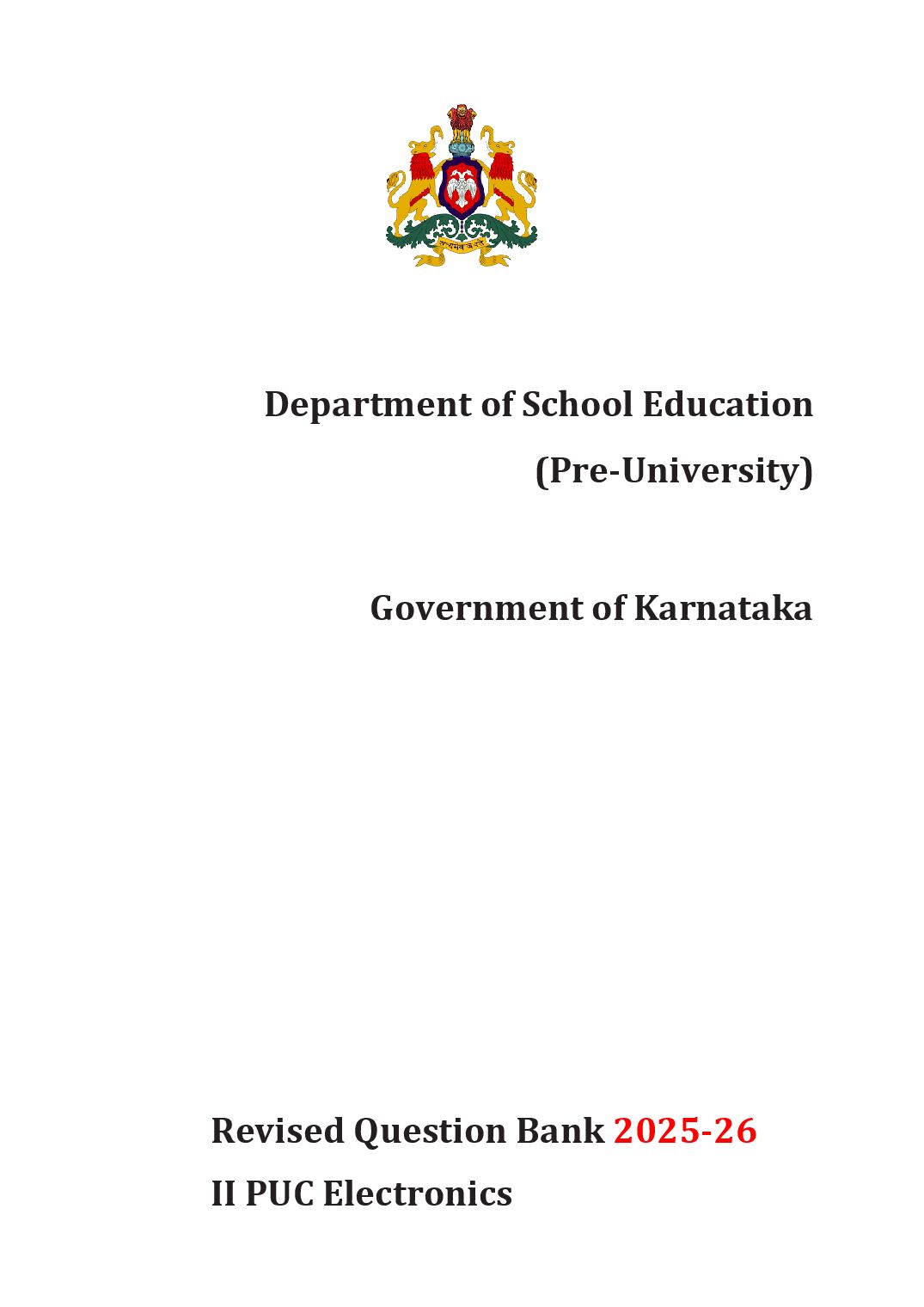 Karnataka 2nd PUC Question Bank 2026 Electronics - Page 1 of 112