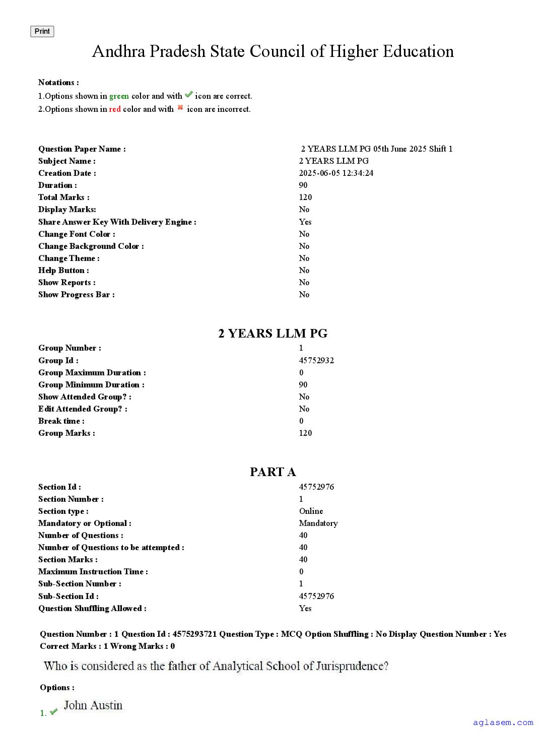 AP PGLCET 2025 Question Paper - Page 1 of 45