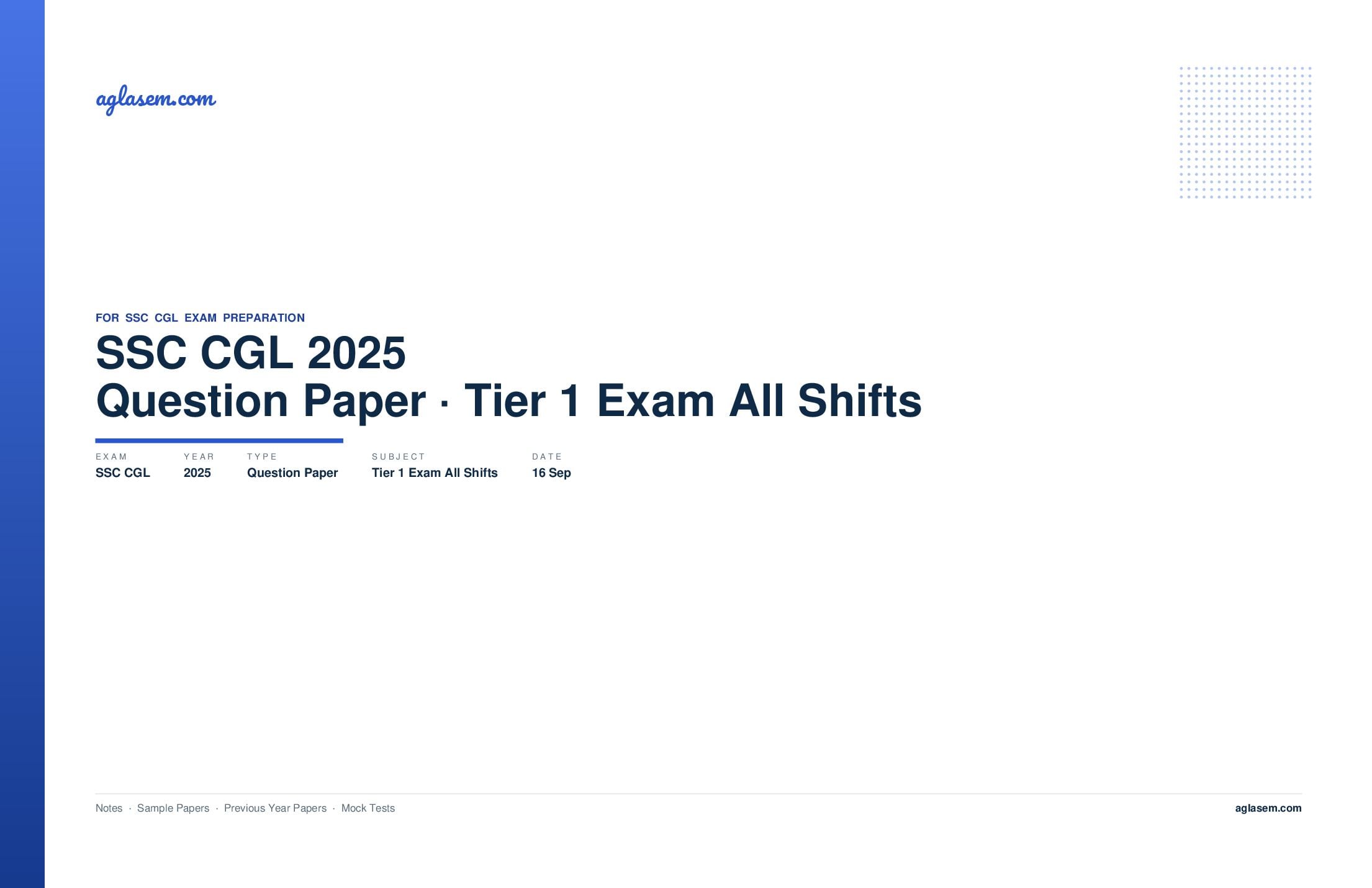 SSC CGL 2025 Question Paper Tier 1 Exam 16 Sep All Shifts - Page 1 of 123
