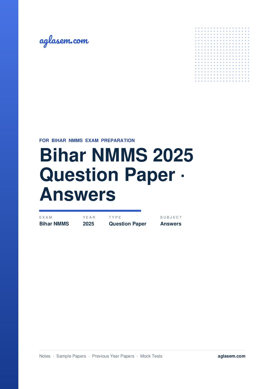 Bihar NMMS 2025 Question Paper with Answers - Page 1 of 49