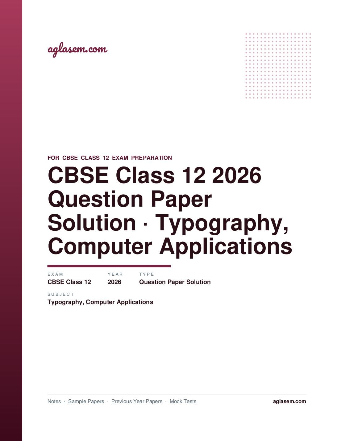 CBSE Class 12 Question Paper 2026 Solution Typography & Computer Applications - Page 1 of 10