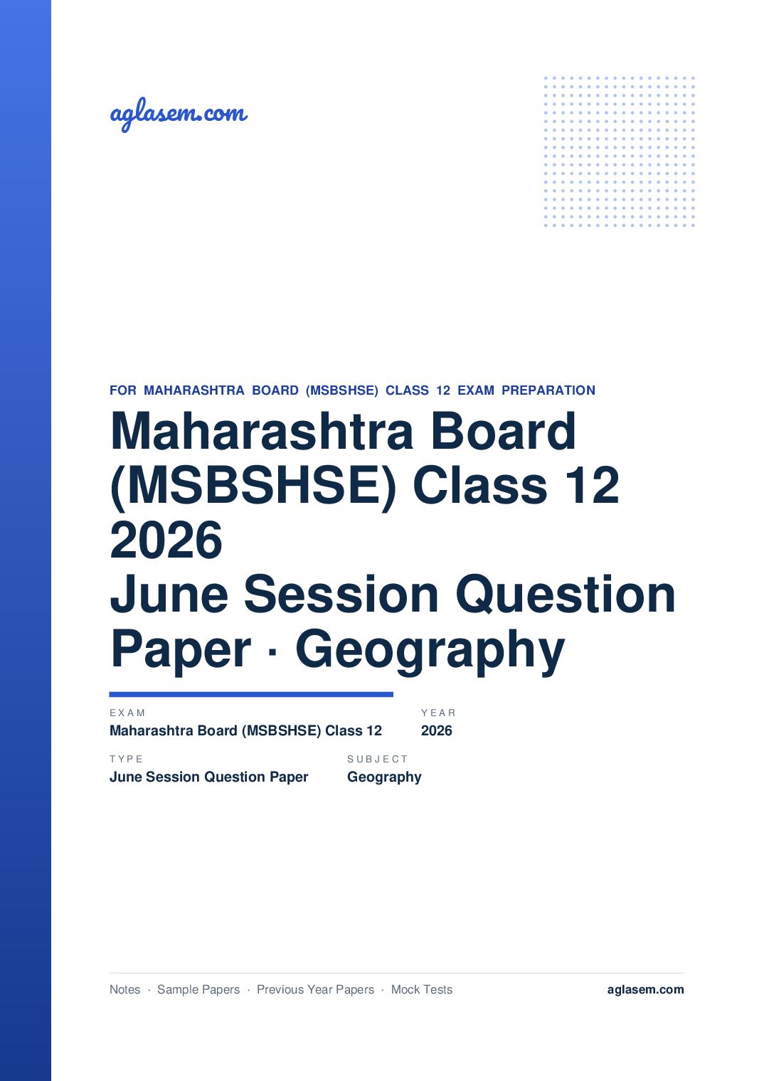 MH 12th Question Paper June 2026 Geography - Page 1 of 8