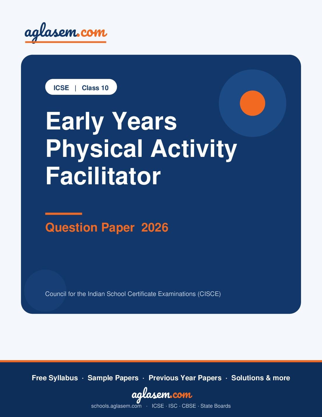ICSE Class 10 Question Paper 2026 Early Years Physical Activity Facilitator - Page 1 of 12