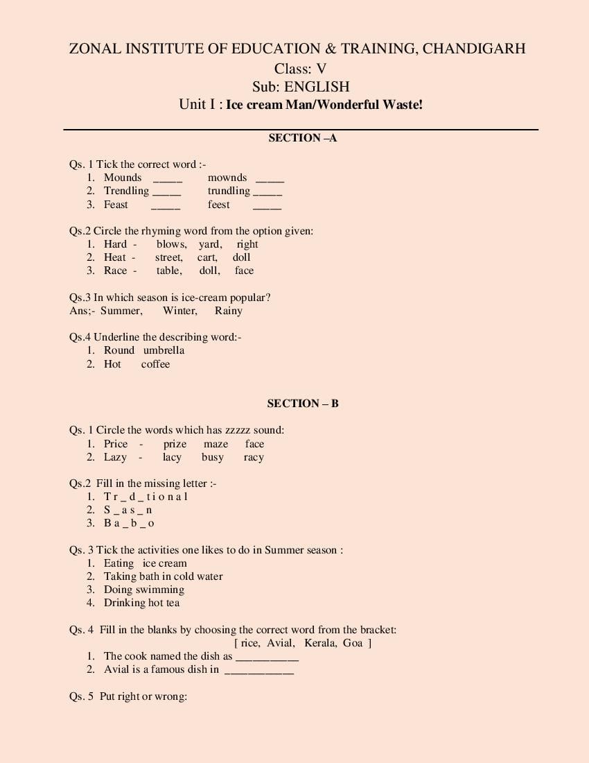 Class 5 All Subjects Competency Based Questions 2025 - Download PDF ...