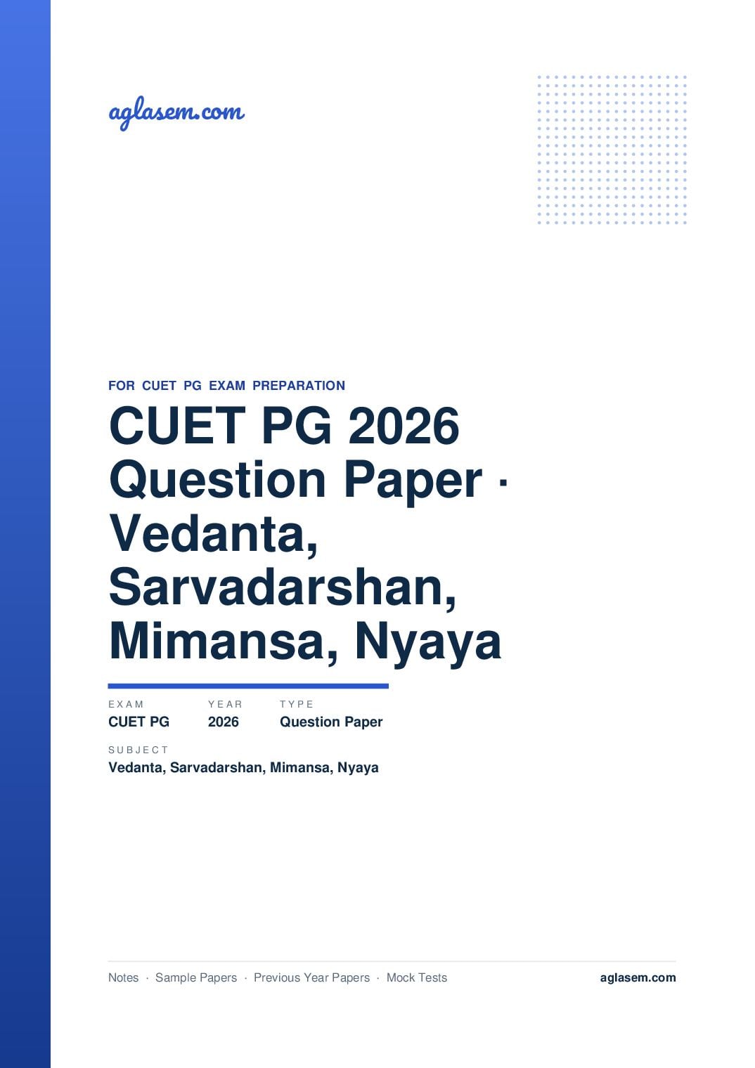 CUET PG 2026 Question Paper Vedanta, Sarvadarshan, Mimansa, Nyaya - Page 1 of 43