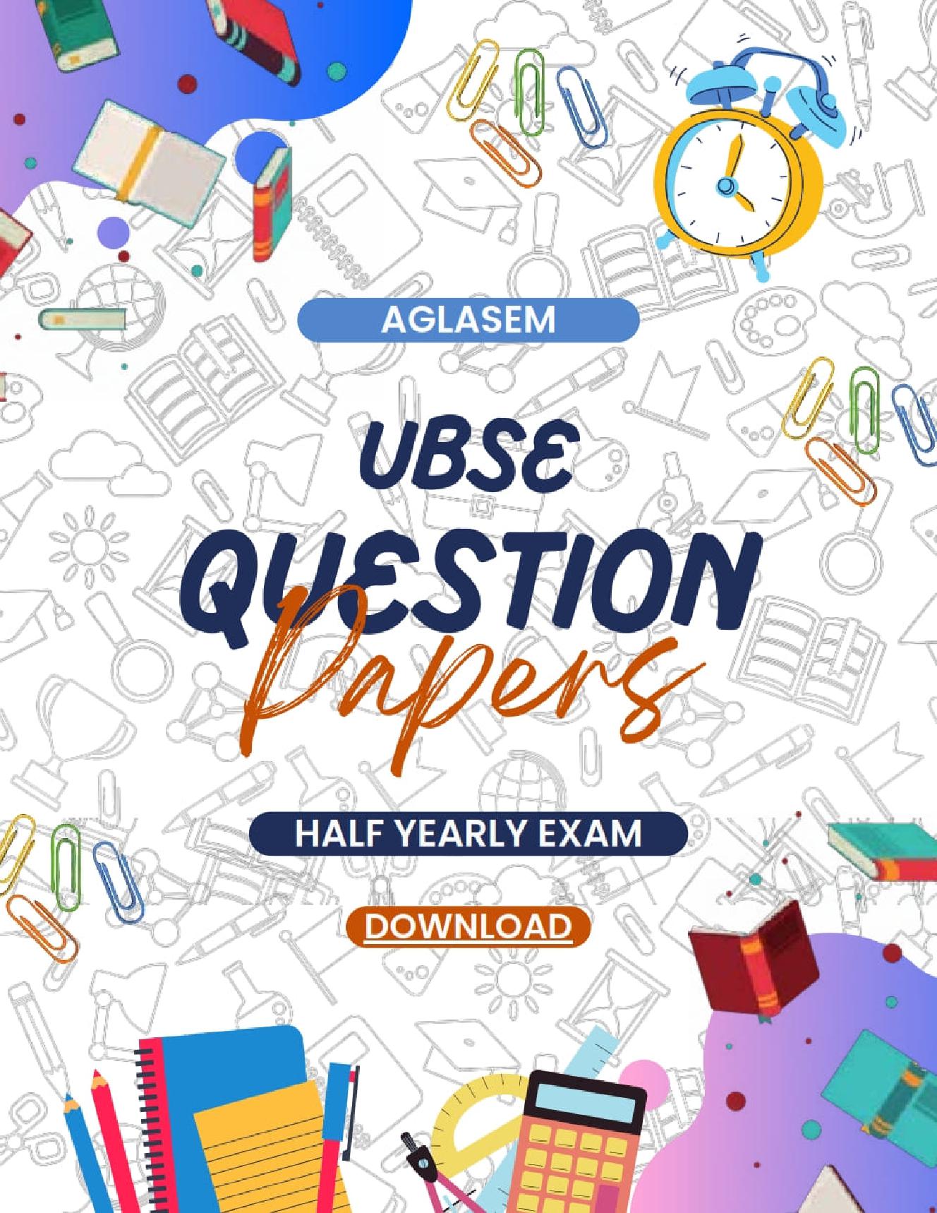 Uttarakhand Board Class 8 Half Yearly Exam 2024 Question Paper Maths - Page 1