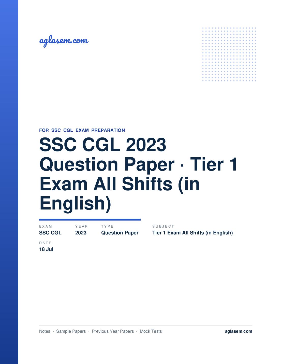 SSC CGL 2023 Question Paper Tier 1 Exam 18 Jul All Shifts (in English) - Page 1 of 133
