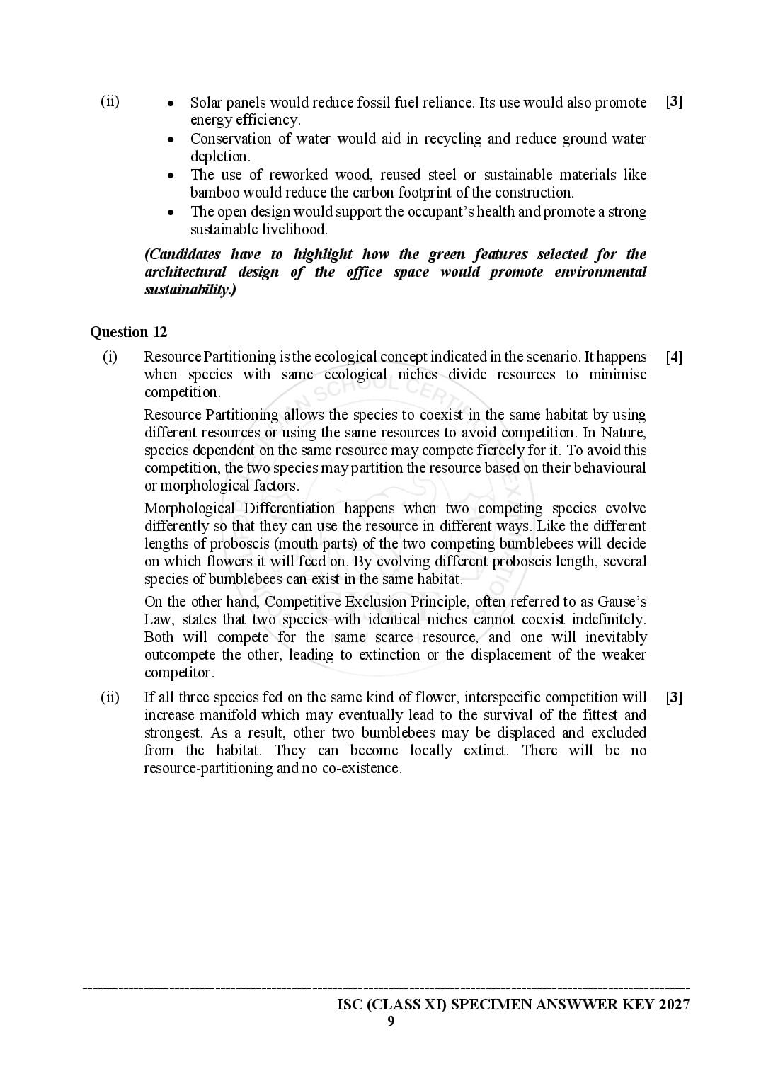 ISC Class 11 Environmental Science Specimen Paper 2027 (PDF)
