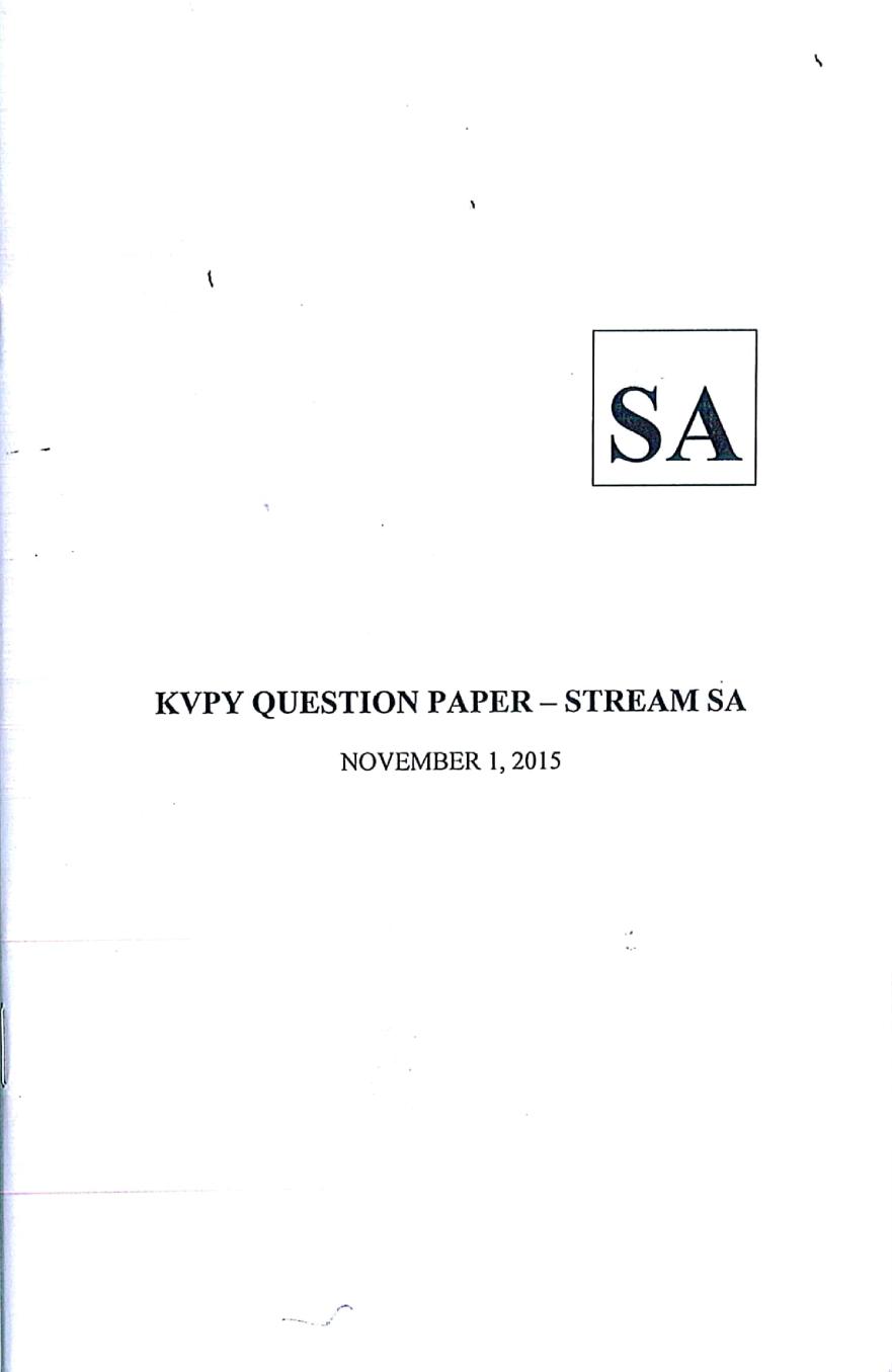 KVPY 2015 Question Paper with Answer Key for SA Stream - Page 1