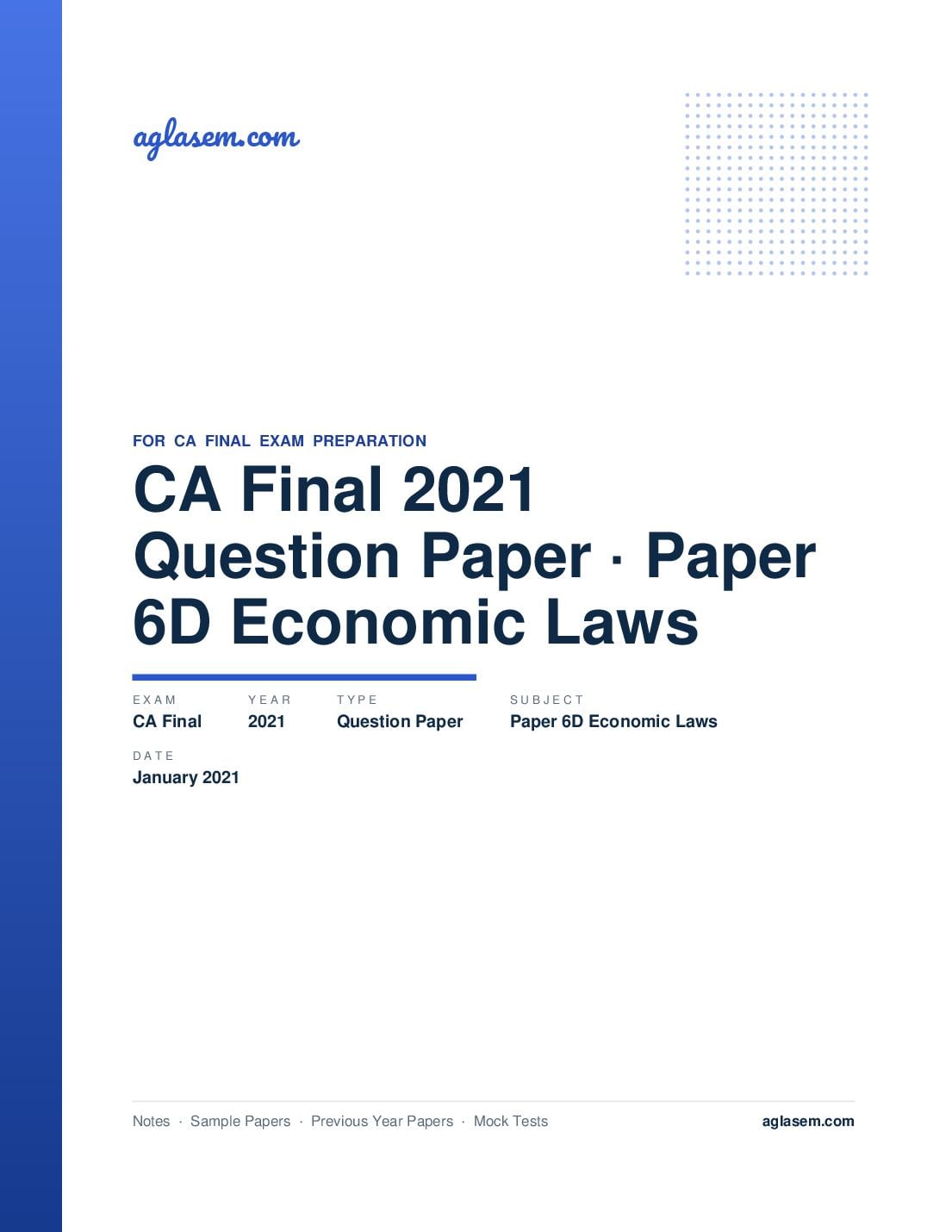 CA Final January 2021 Question Paper Paper 6D Economic Laws - Page 1 of 33