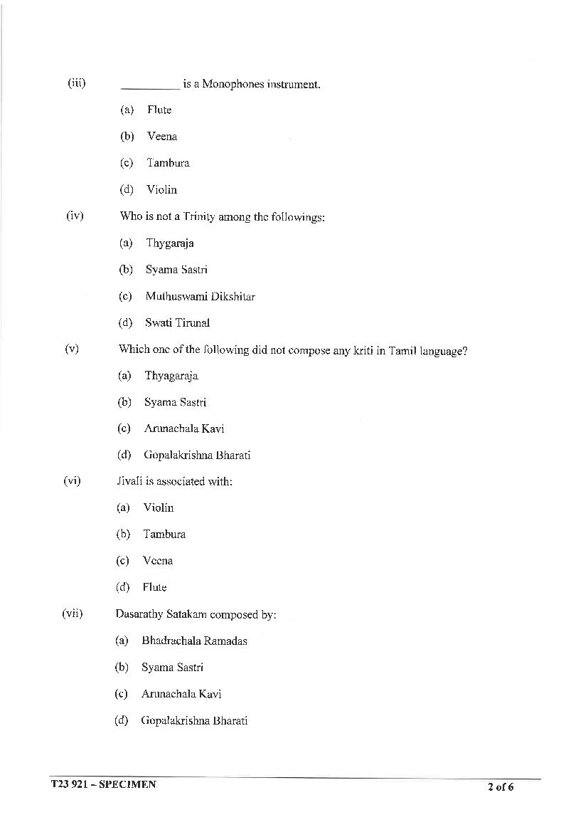 ICSE Class 10 Carnatic Music Specimen Paper 2024 (PDF) OneEdu24