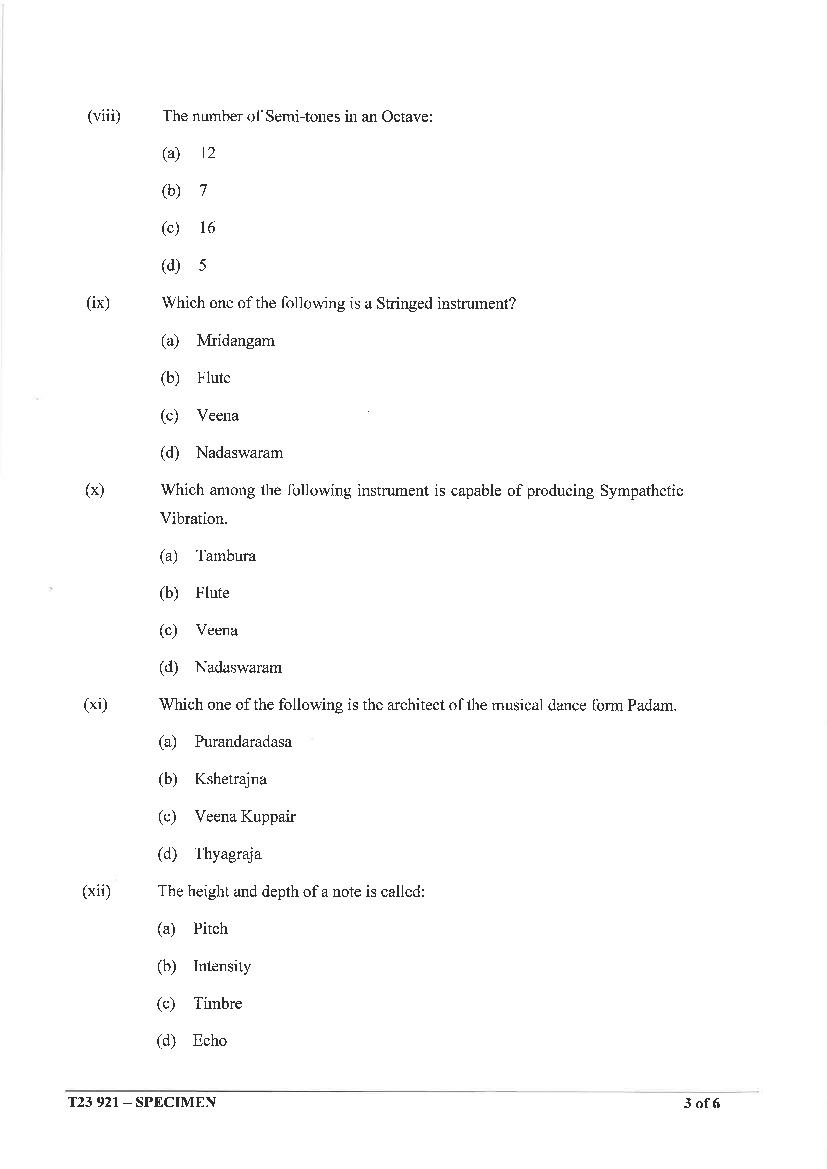 ICSE Class 10 Carnatic Music Specimen Paper 2024 (PDF) OneEdu24