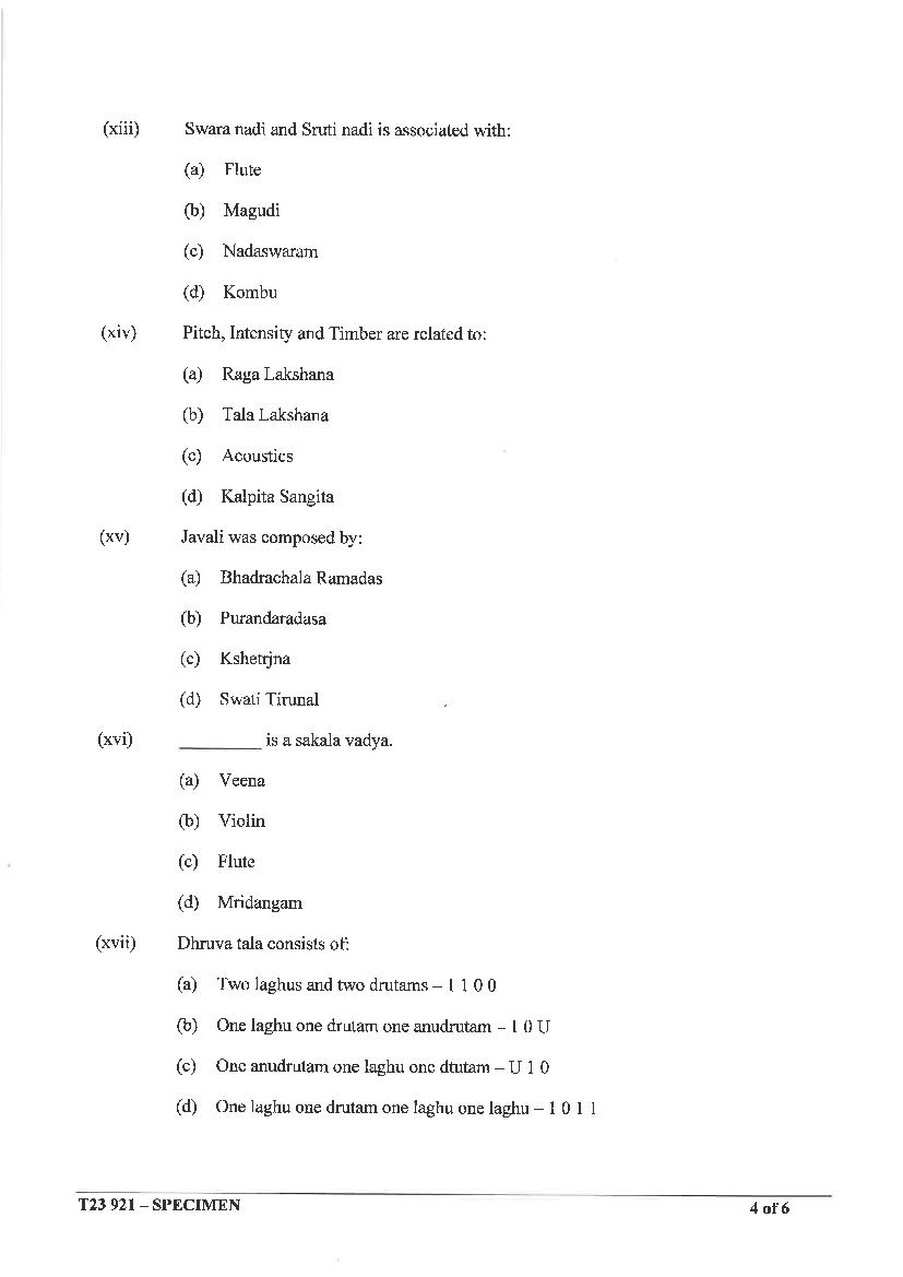 ICSE Class 10 Carnatic Music Specimen Paper 2024 All Book Solutions