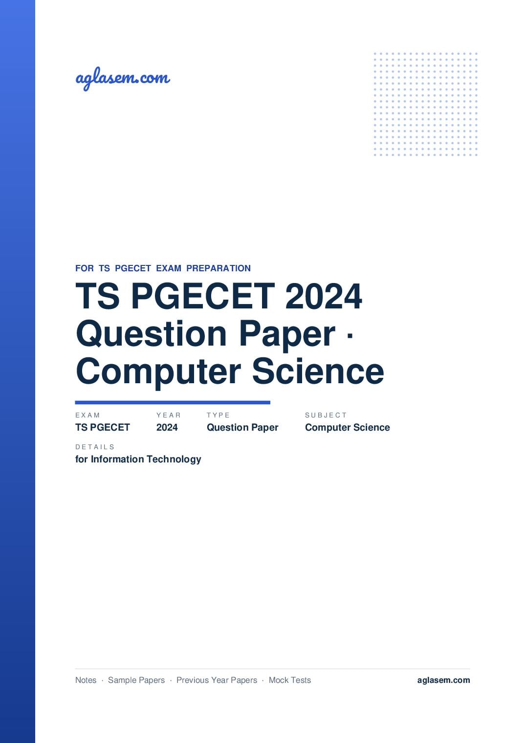 TS PGECET 2024 Question Paper for Computer Science and Information Technology - Page 1 of 50