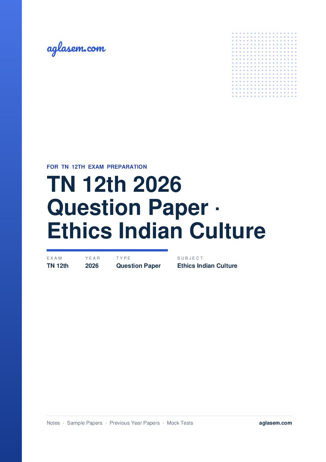 TN 12th Question Paper 2026 Ethics and Indian Culture - Page 1 of 13