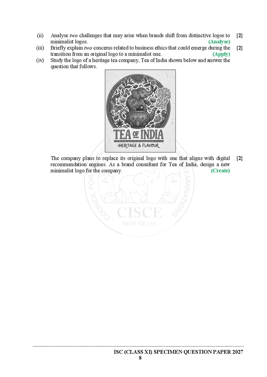ISC Entrepreneurship Specimen Paper 2027 with Answers – Class 11