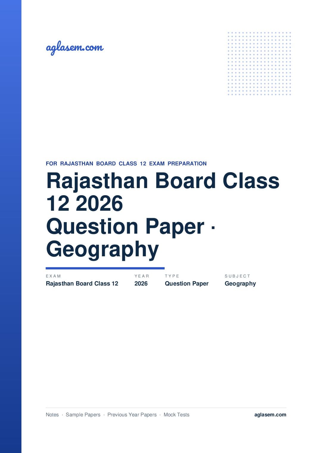 Rajasthan Board Class 12 Question Paper 2026 Geography - Page 1 of 13