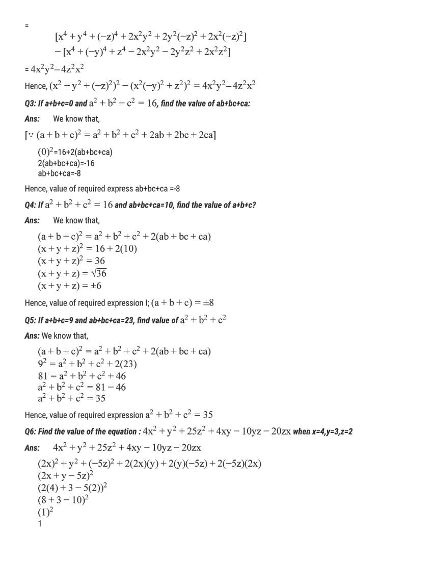 RD Sharma Solutions Class 9 Chapter 4 Algebraic Identities Exercise 4.2