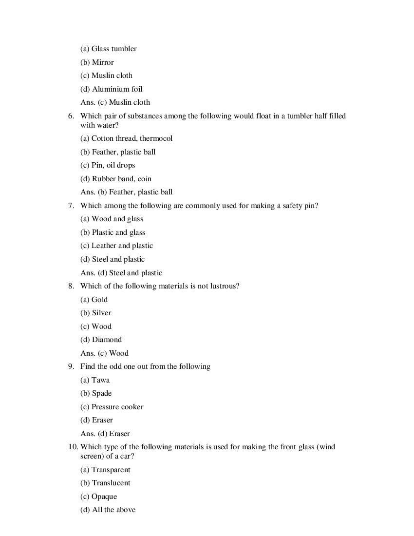 Class 6 Science Competency Based Questions 2025 - Download PDF - AglaSem