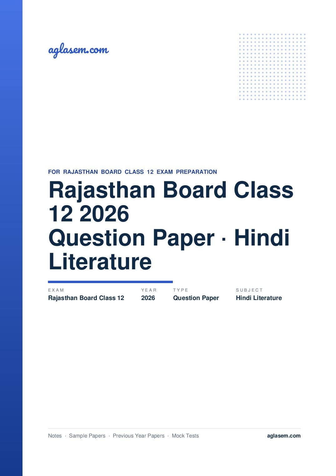 Rajasthan Board Class 12 Question Paper 2026 Hindi Literature - Page 1 of 12