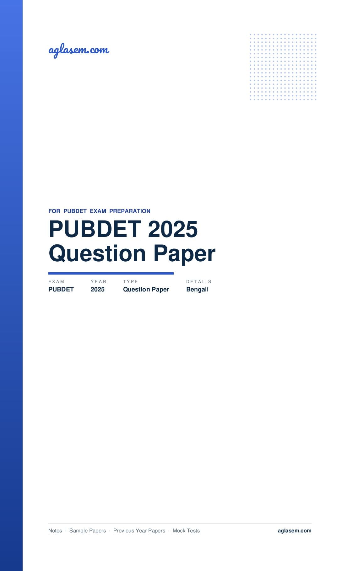 PUBDET 2025 Question Paper Bengali - Page 1 of 9