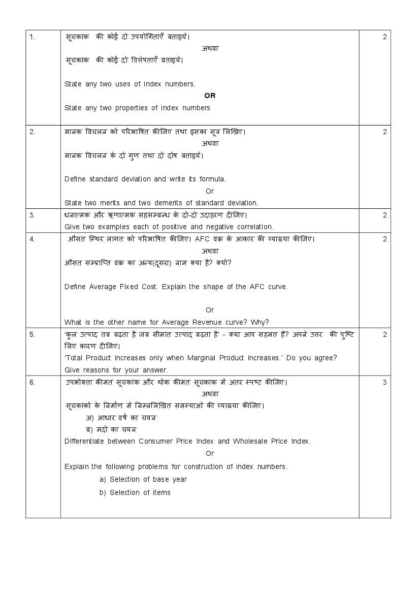 Class 11 Sample Paper 22 Economics Term 2 With Solution Download Pdf