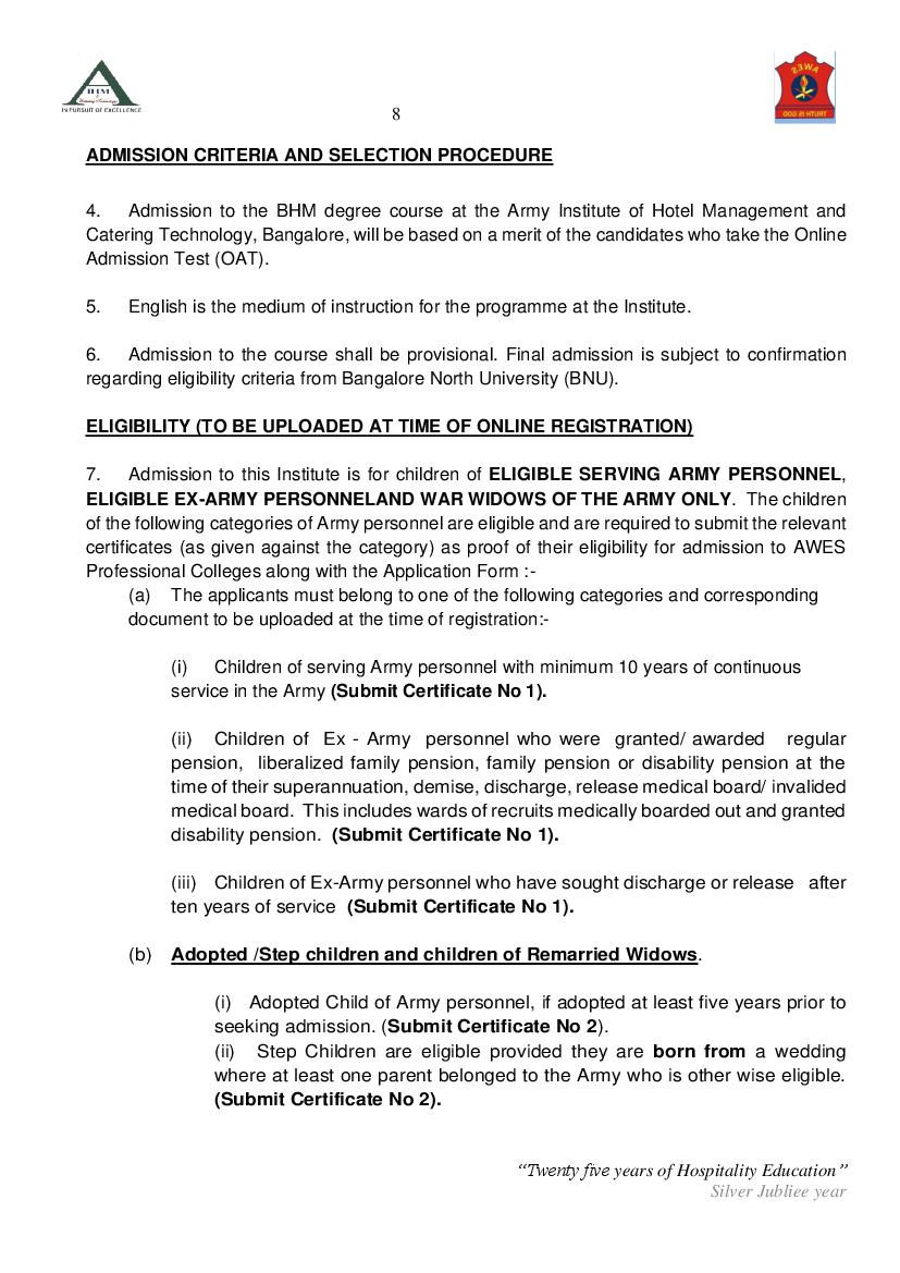 AIHMCT 2022 Detailed Eligibility Criteria - Page 1