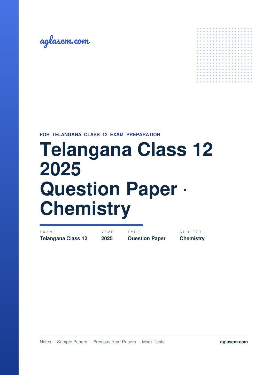 Telangana Class 12 Question Paper 2025 Chemistry - Page 1 of 3