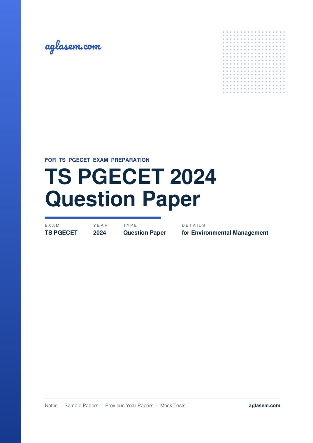 TS PGECET 2024 Question Paper for Environmental Management - Page 1 of 47