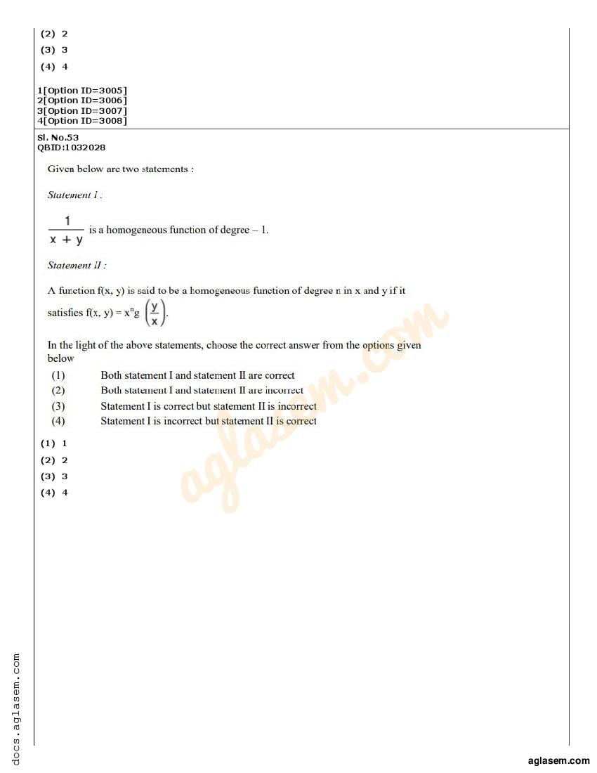 CUET PG Maths Question Paper 2022 (PDF) - Download Here - AglaSem Admission