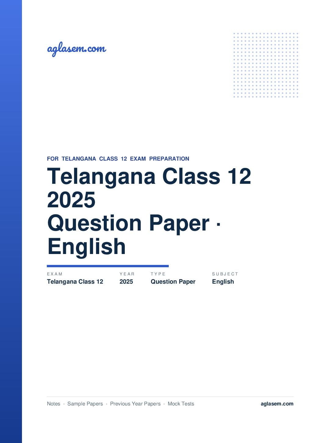 Telangana Class 12 Question Paper 2025 English - Page 1 of 9