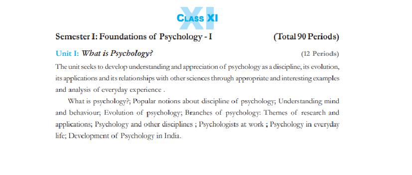 NCERT Class 11 Syllabus for Psychology - Page 1