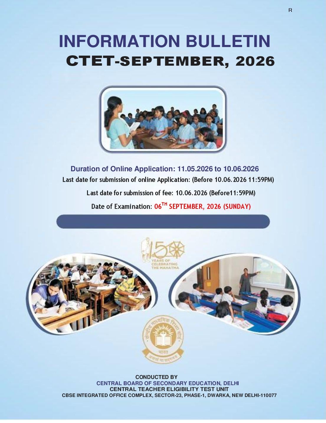 CTET 2026 (Sep) Information Bulletin - Page 1 of 34