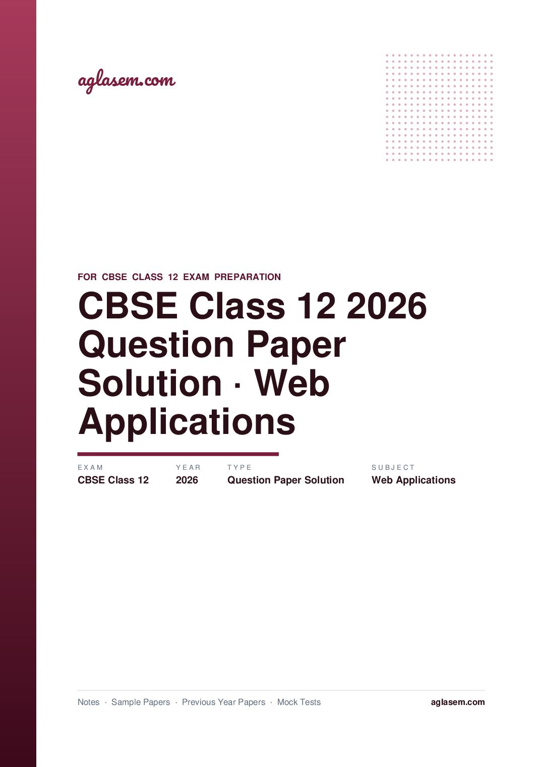 CBSE Class 12 Question Paper 2026 Solution Web Applications - Page 1 of 13