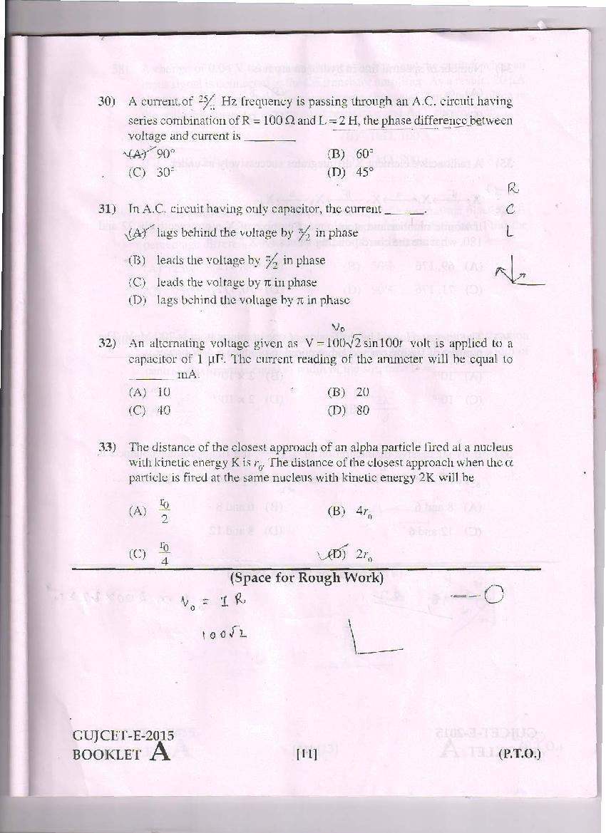 GUJCET 2015 Question Paper PDF (Physics, Chemistry, Biology)