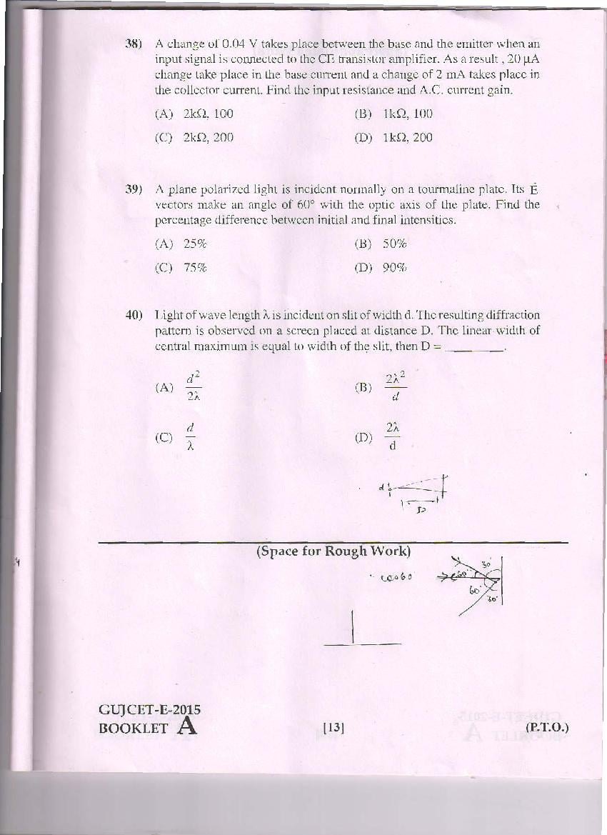 GUJCET 2015 Question Paper PDF (Physics, Chemistry, Biology)
