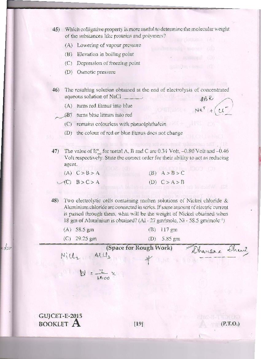GUJCET 2015 Question Paper PDF (Physics, Chemistry, Biology)